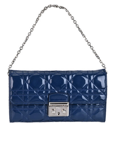 Miss Dior Wallet On Chain, £695, Handbags, Blue, Patent Leather, Front view